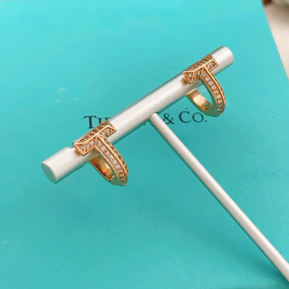 Tiffany & Co. rose gold diamond-set horseshoe earrings